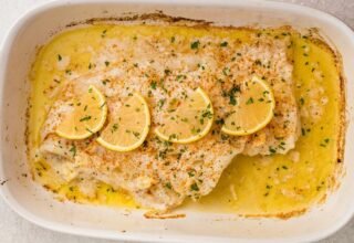 Baked Fish with Lemon Creamy Sauce